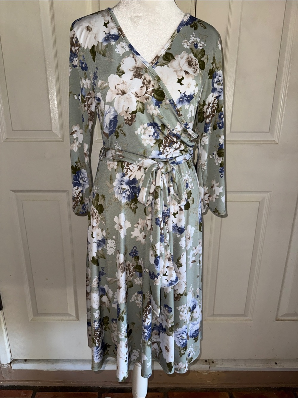 Pinkblush Sage Green Floral Surplice Maternity Dress